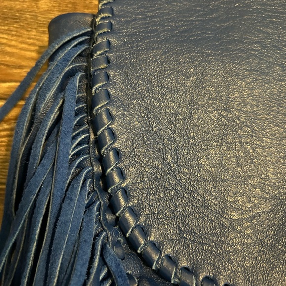 Jennifer Haley Fringe Leather Clutch in Royal Blue, like new, smoke & pet free - Picture 5 of 5